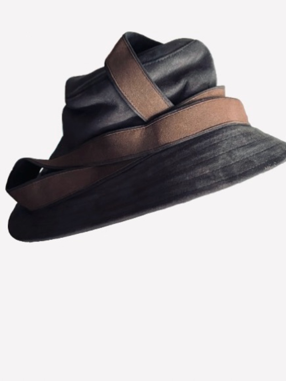 Vintage ERIC JAVITS Hat Weatherproof Fabric Brown Black 60s 70s - Picture 12 of 16